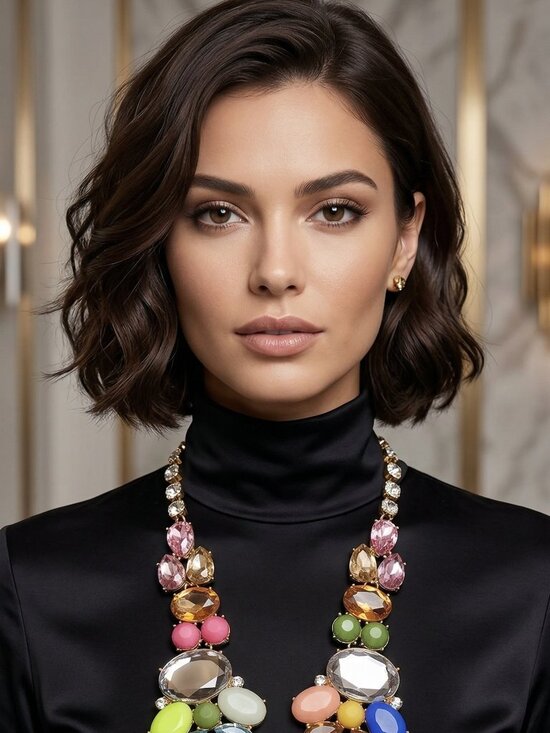 Vibrant Multi-Color Crystal Statement Necklace - Picture 4 of 4